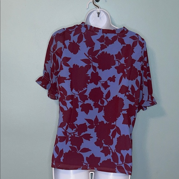 NWOT J. Crew Factory Burgundy and Purple Floral Blouse, Size Small - Picture 3 of 5
